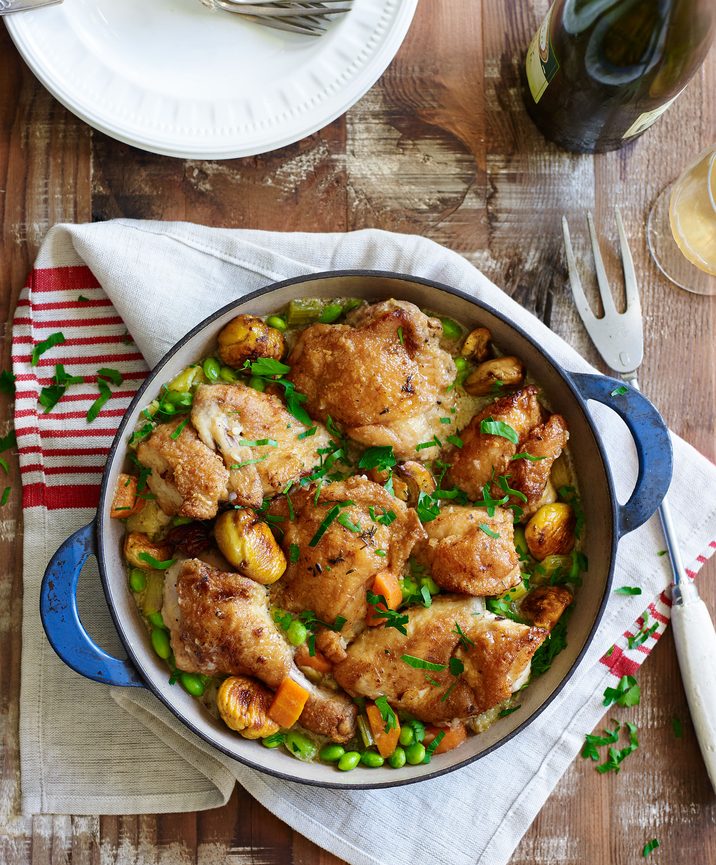 Chicken and chestnut fricasee - Fast Ed